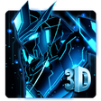 3D Blue Neon Robot Theme APK